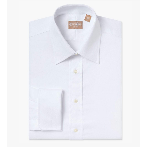 Gitman Medium Spread Collar Broad Cloth Cotton Pique French Cuff Tuxedo Shirt